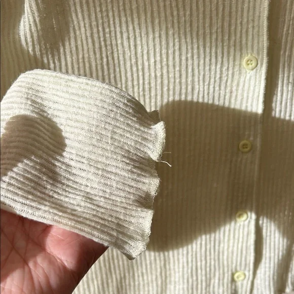 Cider Light Cream Ribbed Button-Down Shirt - Picture 9 of 9